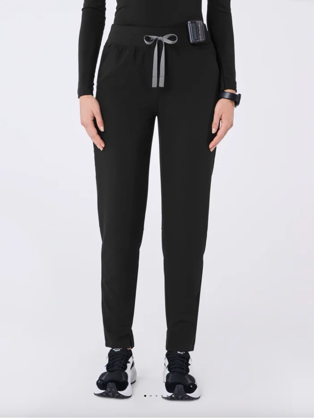 Figs Black Alva High Waisted Tapered pants with Drawstring